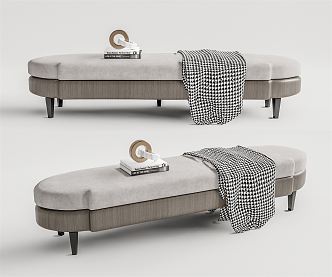 Modern bed end stool 3d model