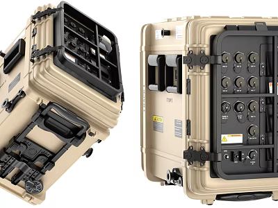 Industrial Equipment Rugged Case With Control Panel Multiple Ports Latches Handles And Waterproof Design 3d model