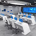 Modern monitoring room with white light 3d model