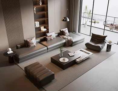 Modern Italian Living Room Light Luxury Sofa Coffee Table Combination Sofa Background Wall Villa Living Room 3d model