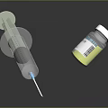 Medical Syringe And Vaccine Vial For Injection Use On Black Surface