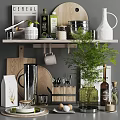 Elegant Kitchenware Setup With Stainless Steel Pots Cutting Boards Knives And Glassware On Shelf