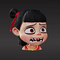 Game Movie Character With Black Hair Red Ribbon Red Yellow Outfit Fierce Expression