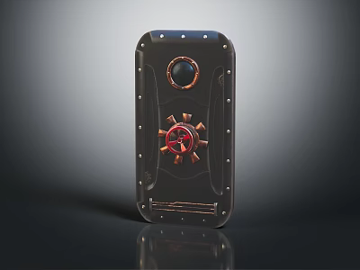 Sturdy Secure Metal Safe Door With Round Lock And Gear Decoration Design 3d model