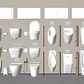 Various Modern Urinal Designs Featuring Wall Mounted Styles And Bathroom Fixtures 3d model