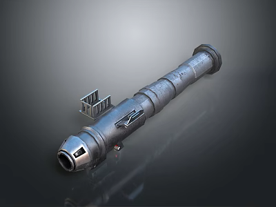 Military Weapon 3D Model Metal Tubular Structure With Muzzle And Bracket Details 3d model