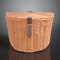 Light Brown Wicker Basket With Heart Shaped Top And Metal Buckle For Daily Use