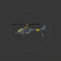 Detailed Blue Yellow Military Helicopter Model With Twin Rotors And Rocket Launchers