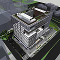Modern Commercial Complex With Glass Facade Multi Level Structure And Open Atrium 3d model