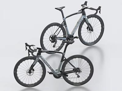 Two Modern Road Bicycles With Carbon Fiber Frame And Sleek Black Wheels 3d model