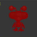 Golden Mechanical Character And Creature With Spherical Head Parts Hexagonal Body And Claw Feet