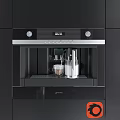 Sleek Modern Black Miele Coffee Machine Kitchenware With Cups In Kitchen Cabinets 3d model