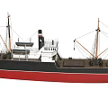 Vintage Warship With Black Red Hull And Multiple Masts