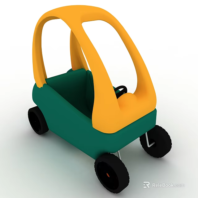 Electric Toy Car Green and Yellow Ride On Vehicle for Kids Toddler Playful Design 3d model 