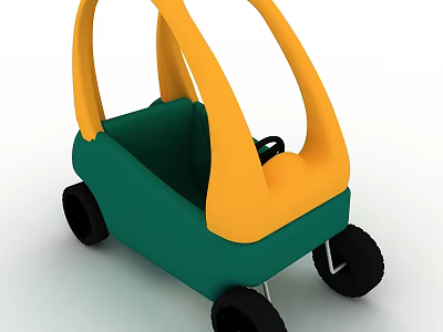 Electric Toy Car Green and Yellow Ride On Vehicle for Kids Toddler Playful Design 3d model