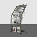 Public Facility Modern Newspaper Rack With Multi Layer Metal Frame Holding Various Magazines 3d model