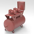High Performance Red Air Compressor with Motor and Tank as Professional Hardware Tool 3d model