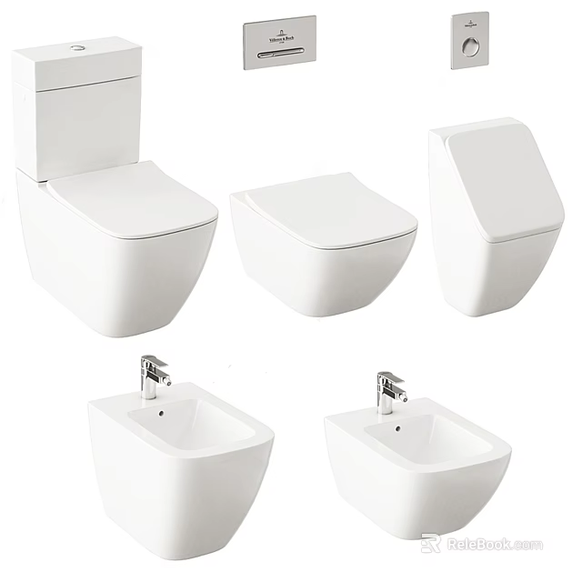Modern White Ceramic Toilet Designs With Different Styles And Clean Lines 3d model