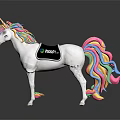 White Body Unicorn Shaped Household Item With Rainbow Mane Tail Black Pad And Colorful Logo