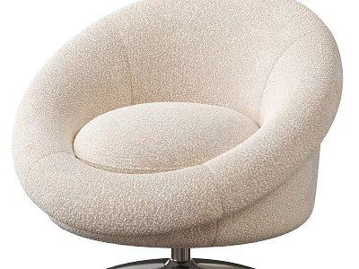 Modern Beige Fabric Single Sofa With Round Shape Swivel Base And Comfortable Design 3d model