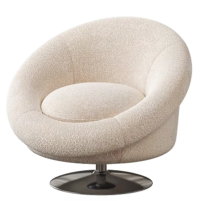Modern Beige Fabric Single Sofa With Round Shape Swivel Base And Comfortable Design 3d model