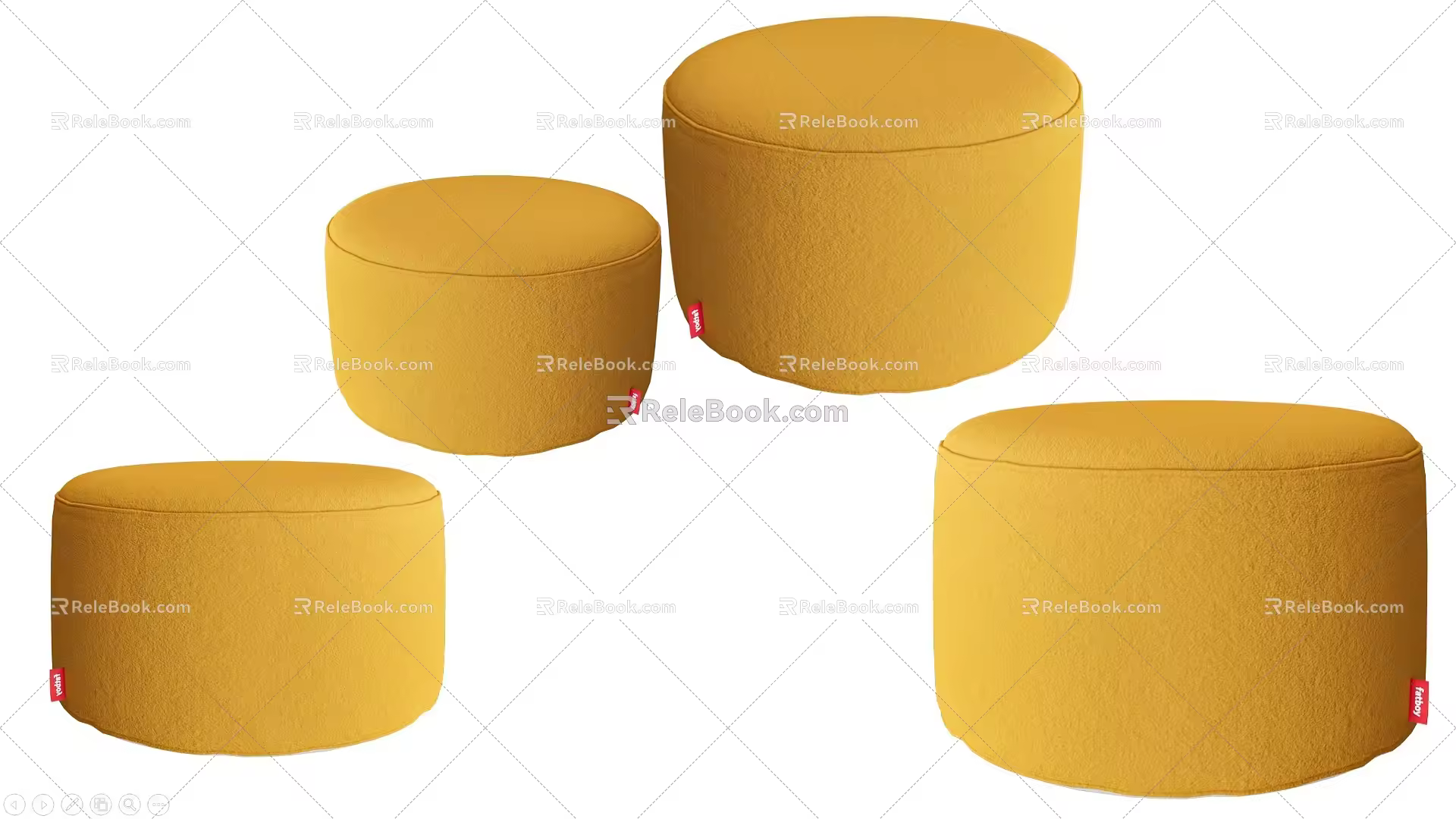 Low Stool Fabric Sofa Stool Shoe Changing Stool Tufting Stool Bench Bed End Stool Tufting Bench Special-shaped Stool European Style Art Stool American Style Children Stool 3d model
