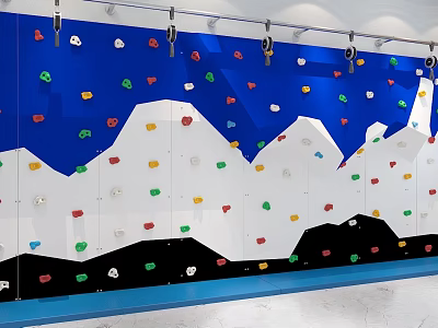 Kindergarten Indoor Climbing Wall With Colorful Holds And Mountain Design 3d model