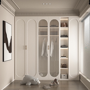 French Entry Luxury Cloakroom Ornaments Wardrobe Combination 3d model