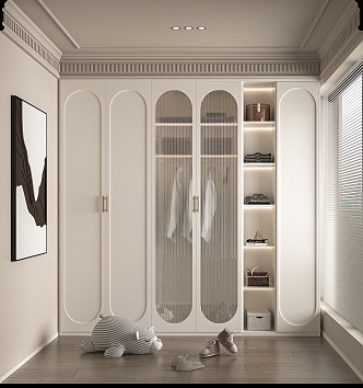 French Entry Luxury Cloakroom Ornaments Wardrobe Combination 3d model