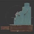 Vintage Turquoise Cash Register Equipment With Wooden Drawer And Classic Design