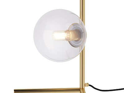 Modern Table Lamp with Golden Metal Stand and Transparent Glass Shade 3d model