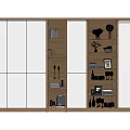 Modern Bookcase With Sliding Glass Doors And Books Decorative Items Photo Frames Wine Glasses
