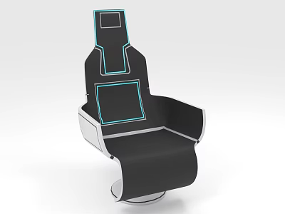 Modern Single Chair With Black Upholstery Blue Accent Lines And Sleek Design 3d model