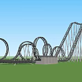 Thrilling Roller Coaster Amusement Equipment With Green Grass And Modern Building