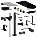 Modern Black Metal Faucets With Different Design Components Handles And Balls