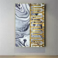 Modern abstract painting gold and silver porch abstract color block decorative painting 3d model