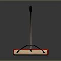 Household Cleaning Mop With Wooden Handle Black Grip And Red White Head