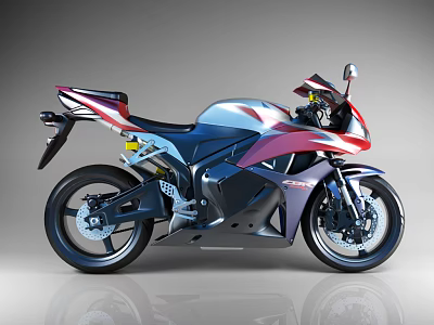 Sleek Sport Motorcycle With Aerodynamic Red White Blue Color Scheme And Modern Sporty Frame 3d model