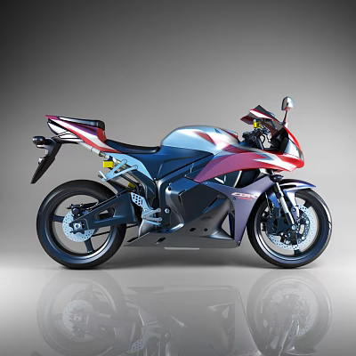 Sleek Sport Motorcycle With Aerodynamic Red White Blue Color Scheme And Modern Sporty Frame 3d model