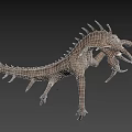 Mythical Fantasy Monster With Spikes Horns Open Mouth And Sharp Claws