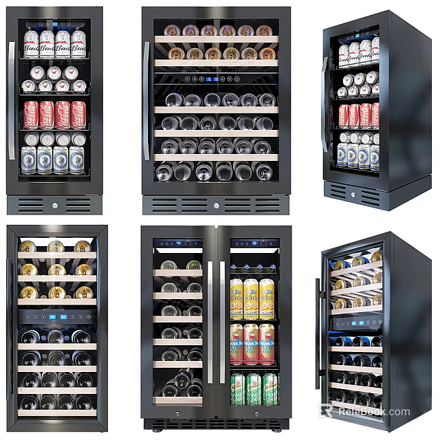 Beverage Refrigerators And Wine Coolers With Organized Storage For Cans Bottles And Wines 3d model 