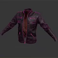 Black Leather Jacket With Red Lining Multiple Zippers And Functional Pockets 3d model