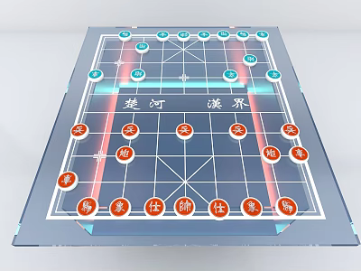 Traditional Chinese Chess Board Game With Chessboard Pieces And Chu River Han Jie 3d model