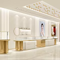 Luxurious Jewelry Store Interior Design With Golden Counter And Chandelier Display Area