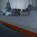 Modern Warship Exterior With Gray And Orange Hull And Number 101 On Deck