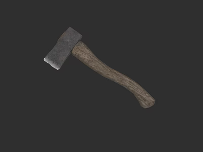 Old Fashioned Axe With Metal Head And Wooden Handle On Dark Background 3d model