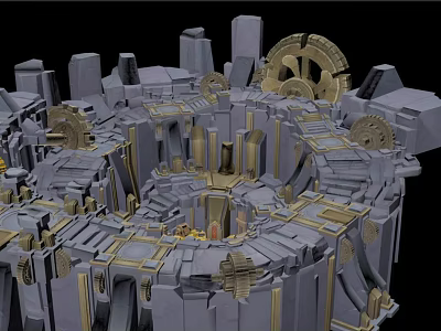 Elaborate Mechanical Structure Featuring Circular Design And Multi Layered Gears 3d model