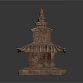 Traditional Bronze Colored Pagoda Architecture With Multi layered Roofs And Square Base