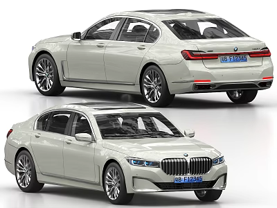 White Luxury Sedan Front And Rear View Modern Design LED Headlights Alloy Wheels 3d model