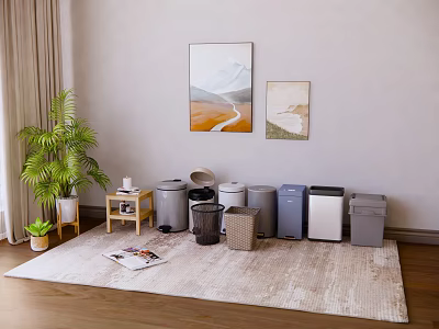Trash Can Toilet Trash Can Intelligent Trash Can Plant Potted Carpet Decorative Painting 3d model